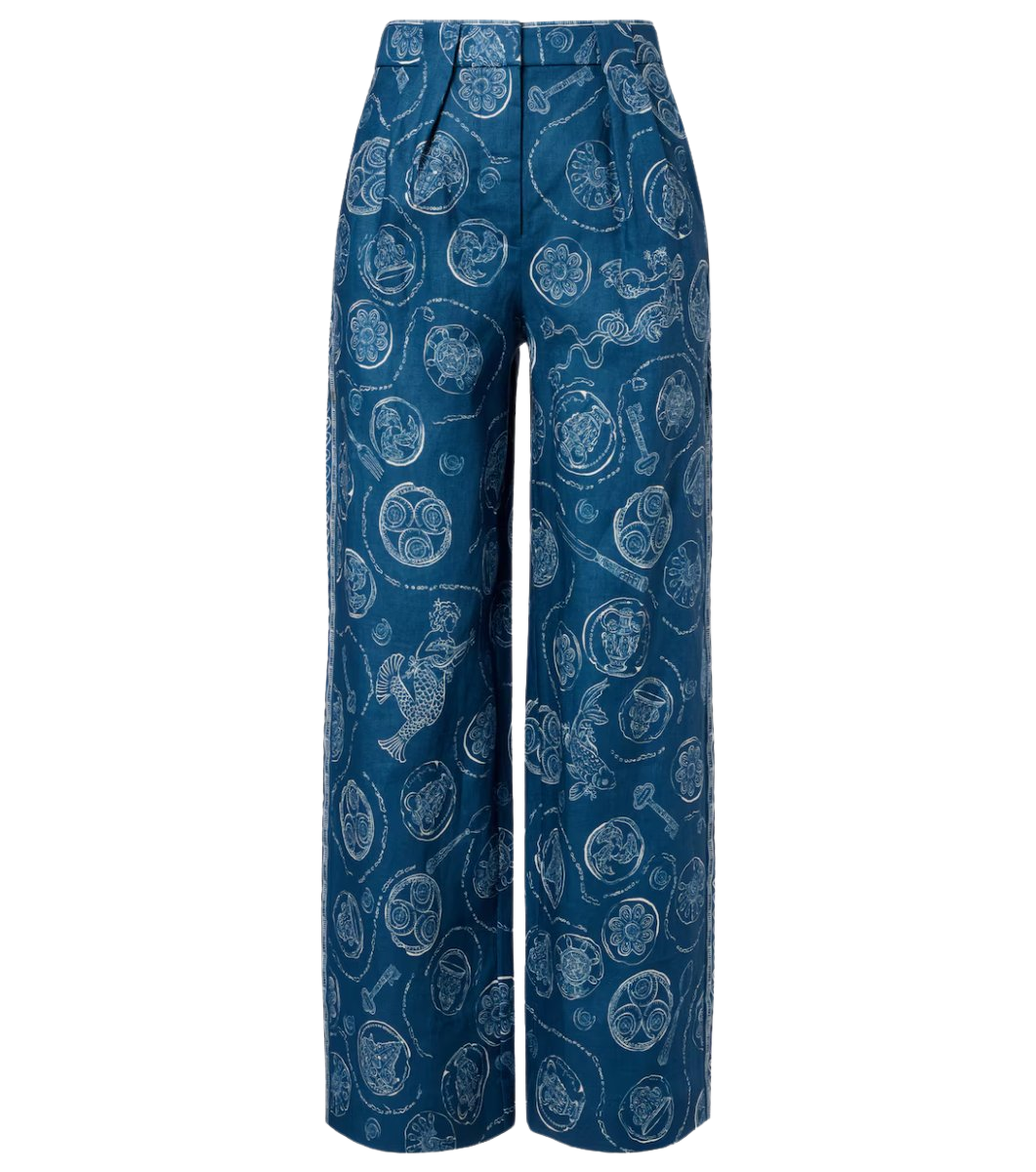 Alémais Lucky printed linen wide-leg pants