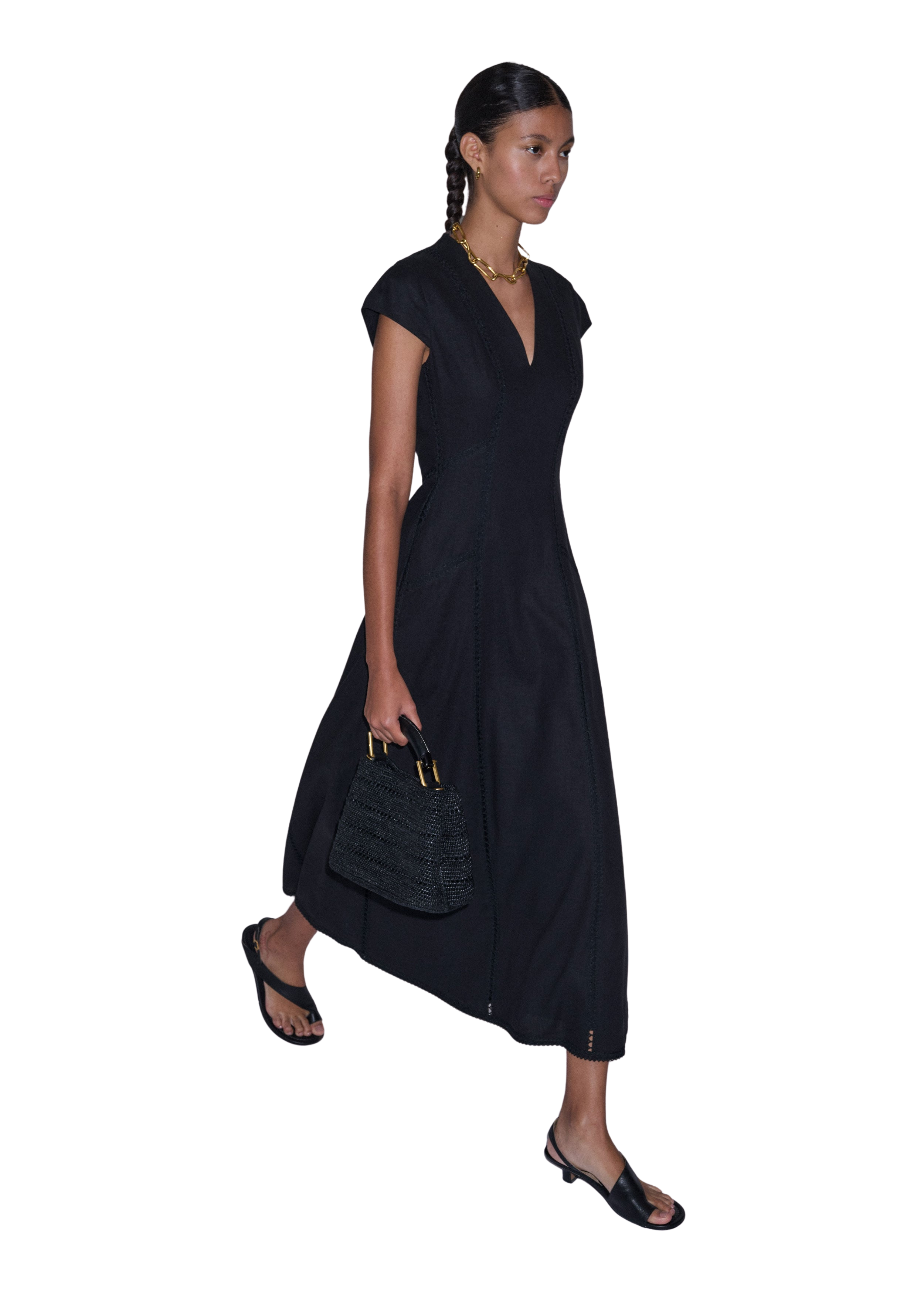 Embroidered Maxi Dress Crease-Less Linen