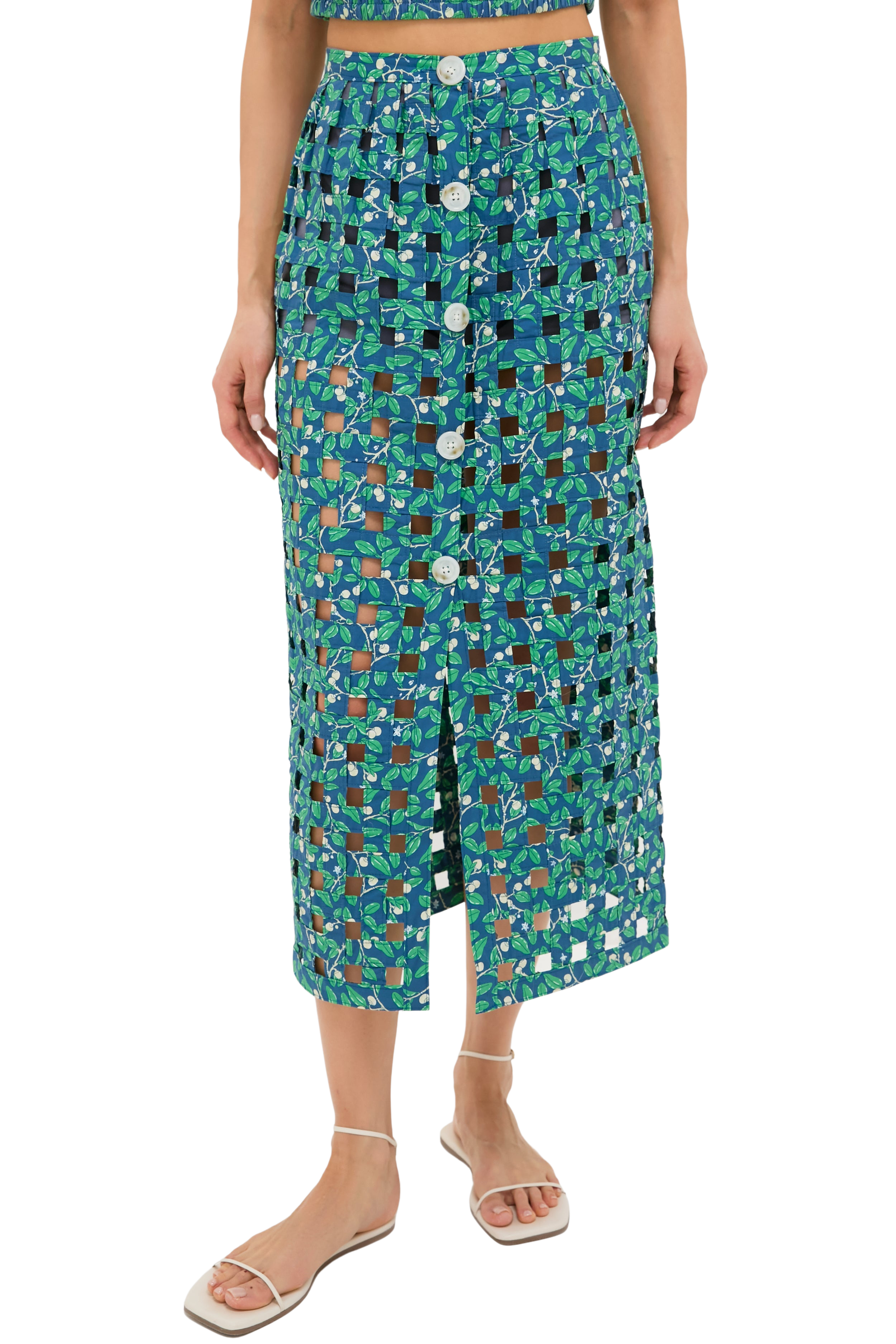 Dark Blue Limes Basket Skirt