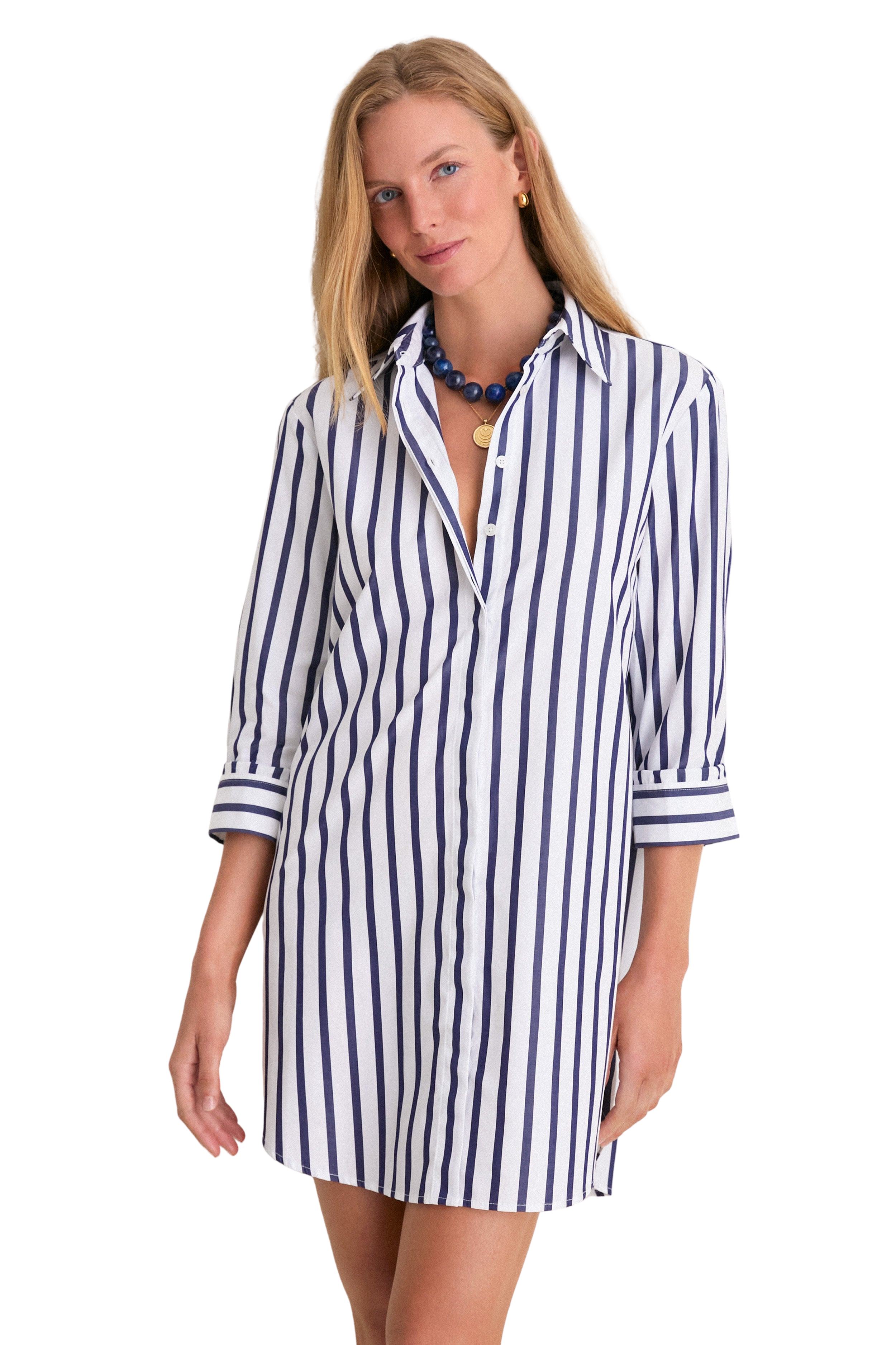 Blue and White Stripe Carlotta Mini Dress