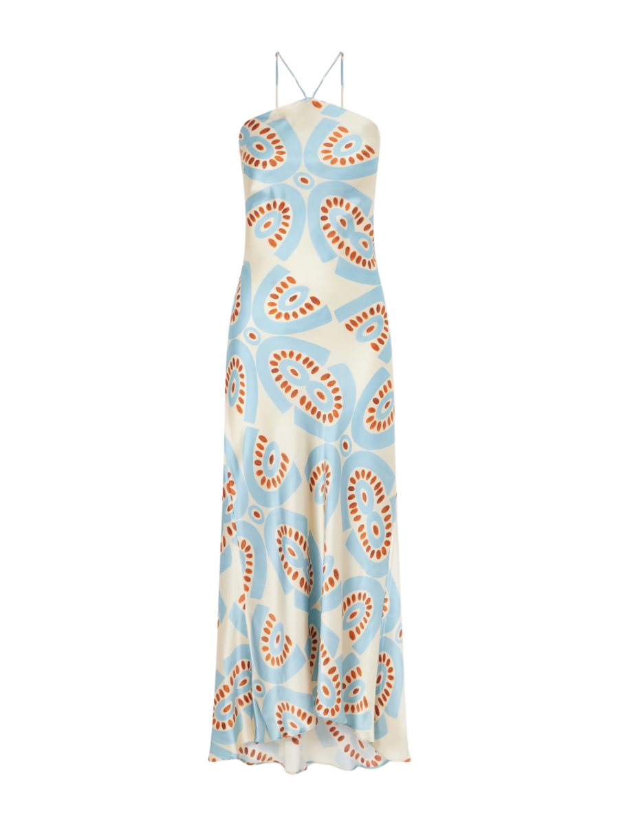 Thaleia printed silk-satin maxi dress