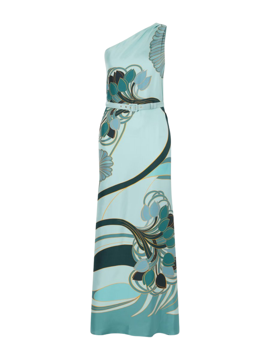Printed silk satin maxi dress