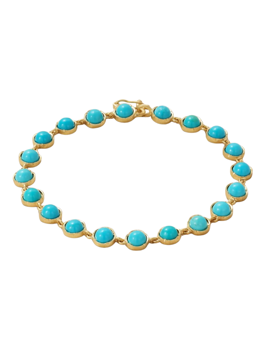 Classic 18-karat gold turquoise bracelet
