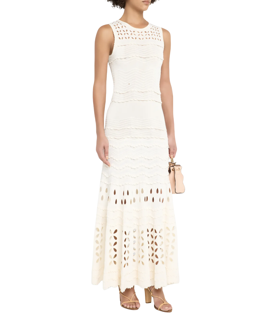 Lakshmi Knit Open-Work Maxi Dress