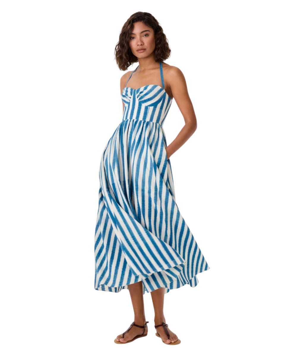 Johanna Dress in Ikat Stripes