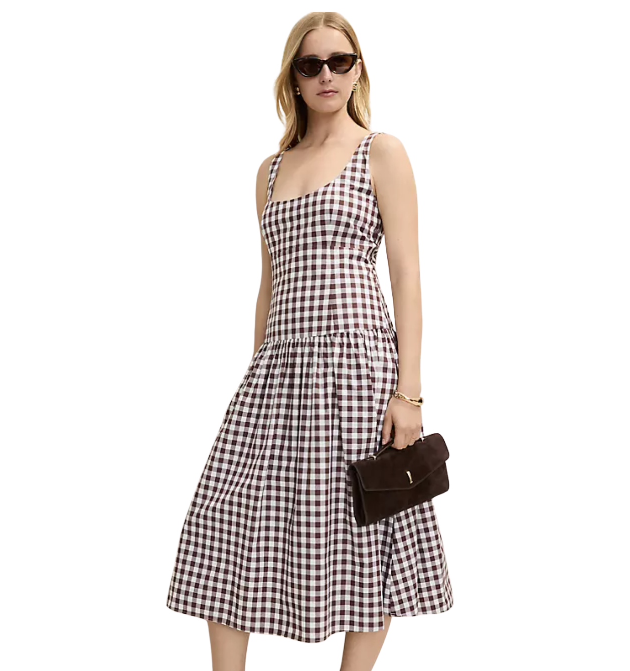 Gingham Flare Midi Dress