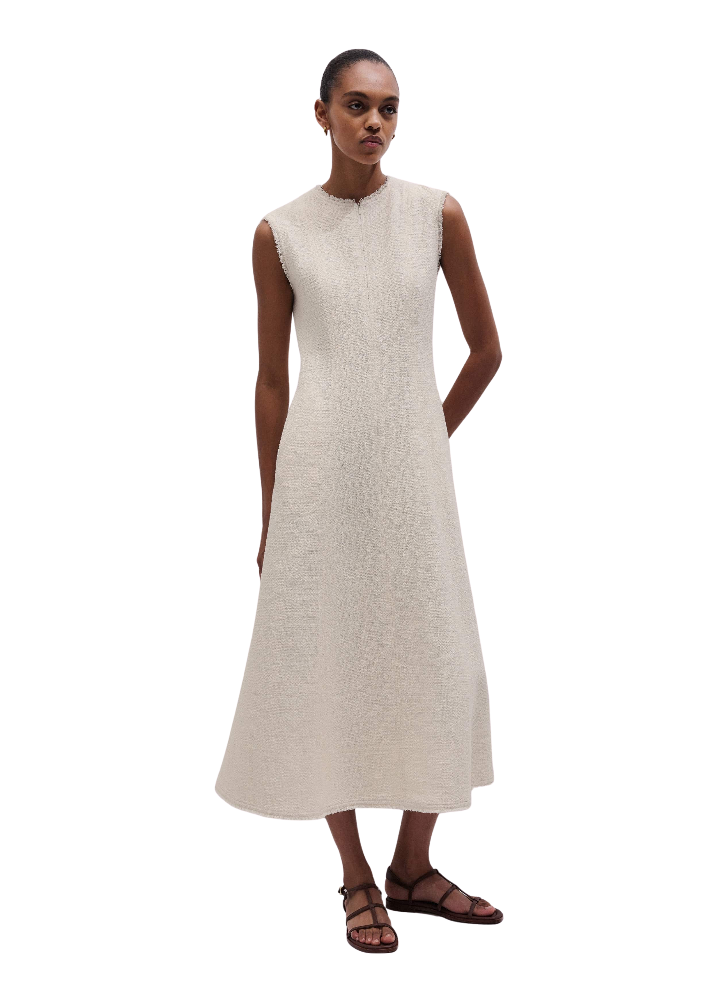 Fit + Flare Maxi Dress Textured Tweed