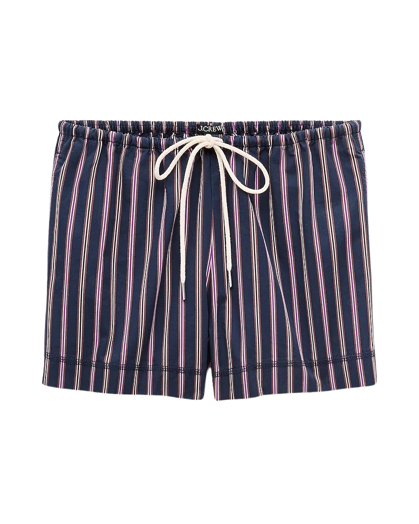 Cruise drawstring short in striped cotton poplin