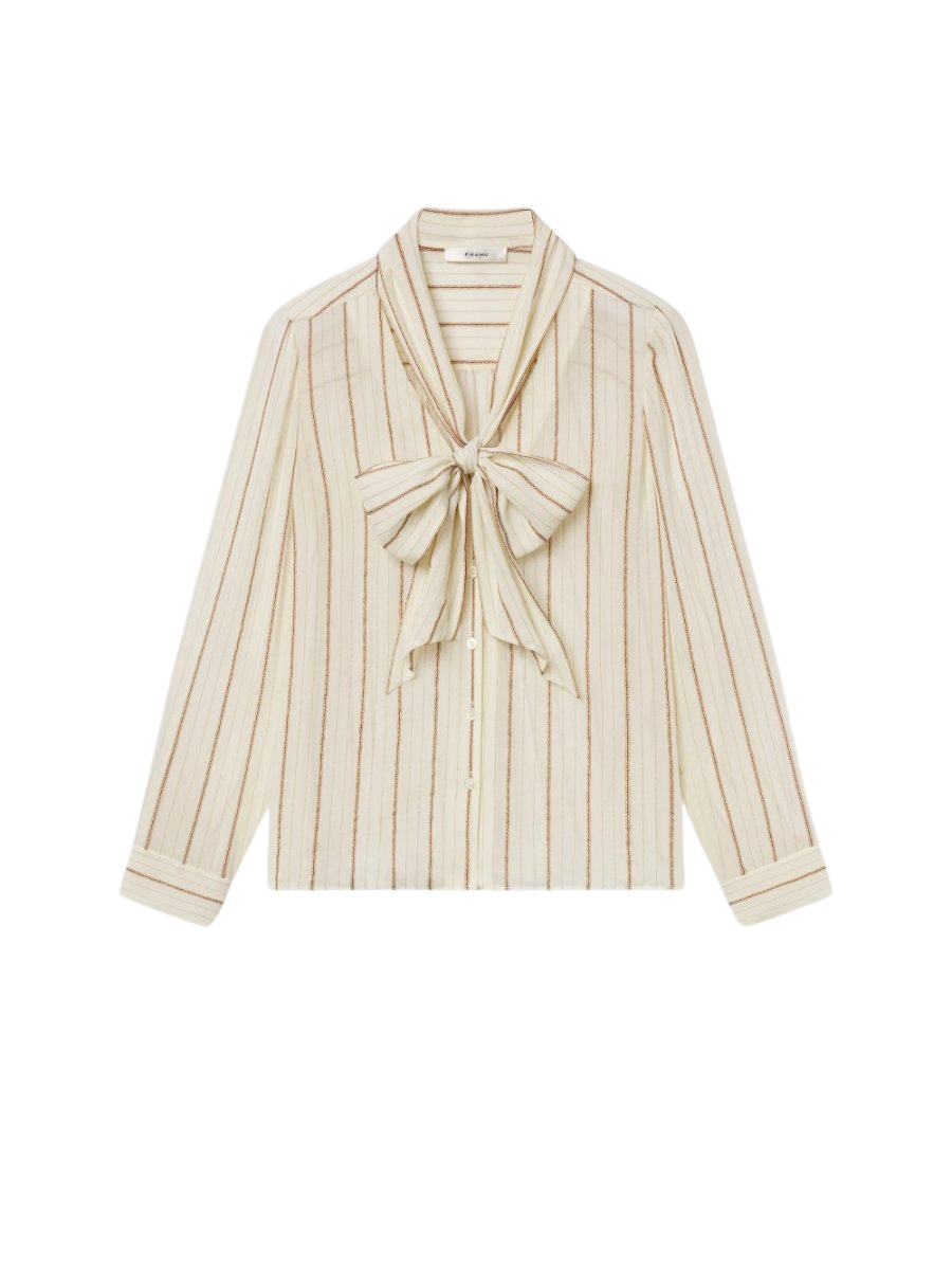 The Striped Silk Tie Blouse