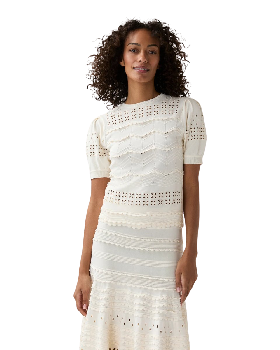 Marcelena Eyelet Top in Cowrie