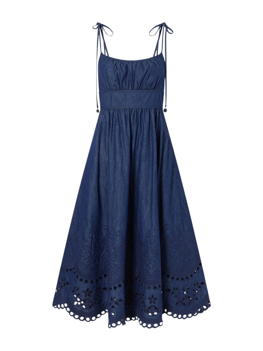 Mahon broderie anglaise cotton-denim midi dress