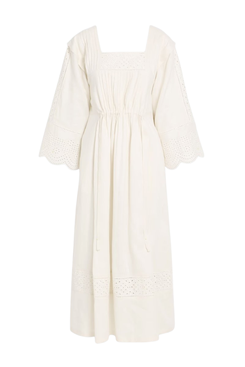 Luglio broderie anglaise-trimmed linen midi dress