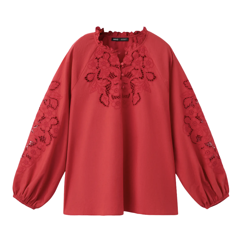 Cotton Ruffle Trim Broderie Anglaise Top