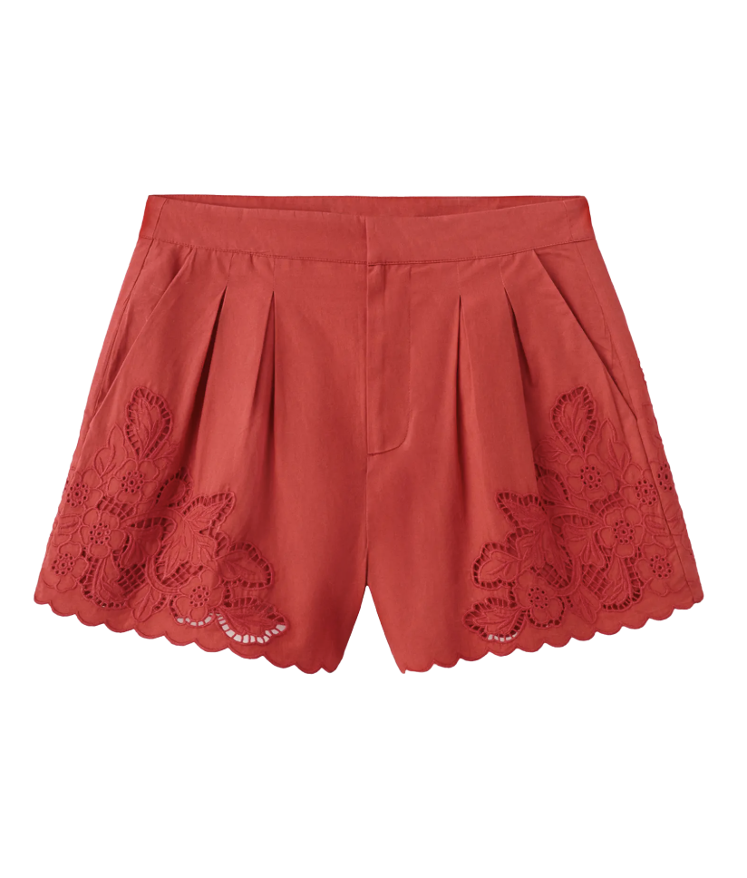 Embroidered Lace Trim Shorts