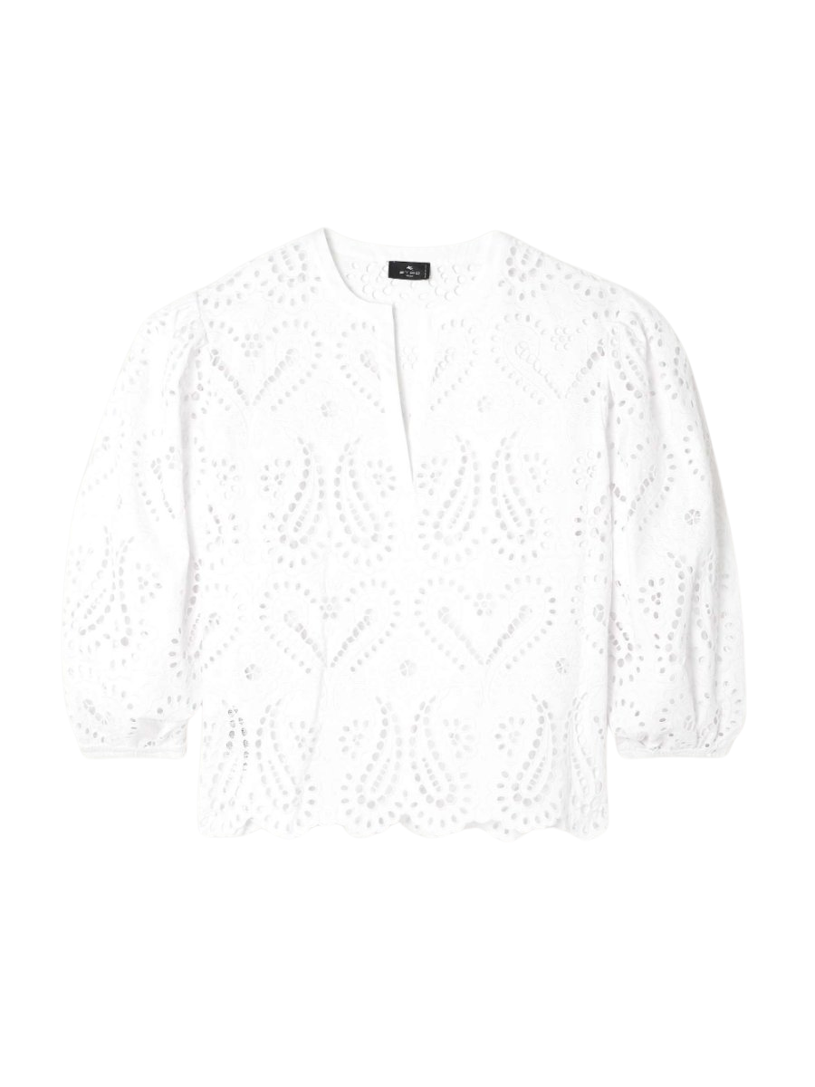 Scalloped broderie anglaise cotton-blend poplin blouse