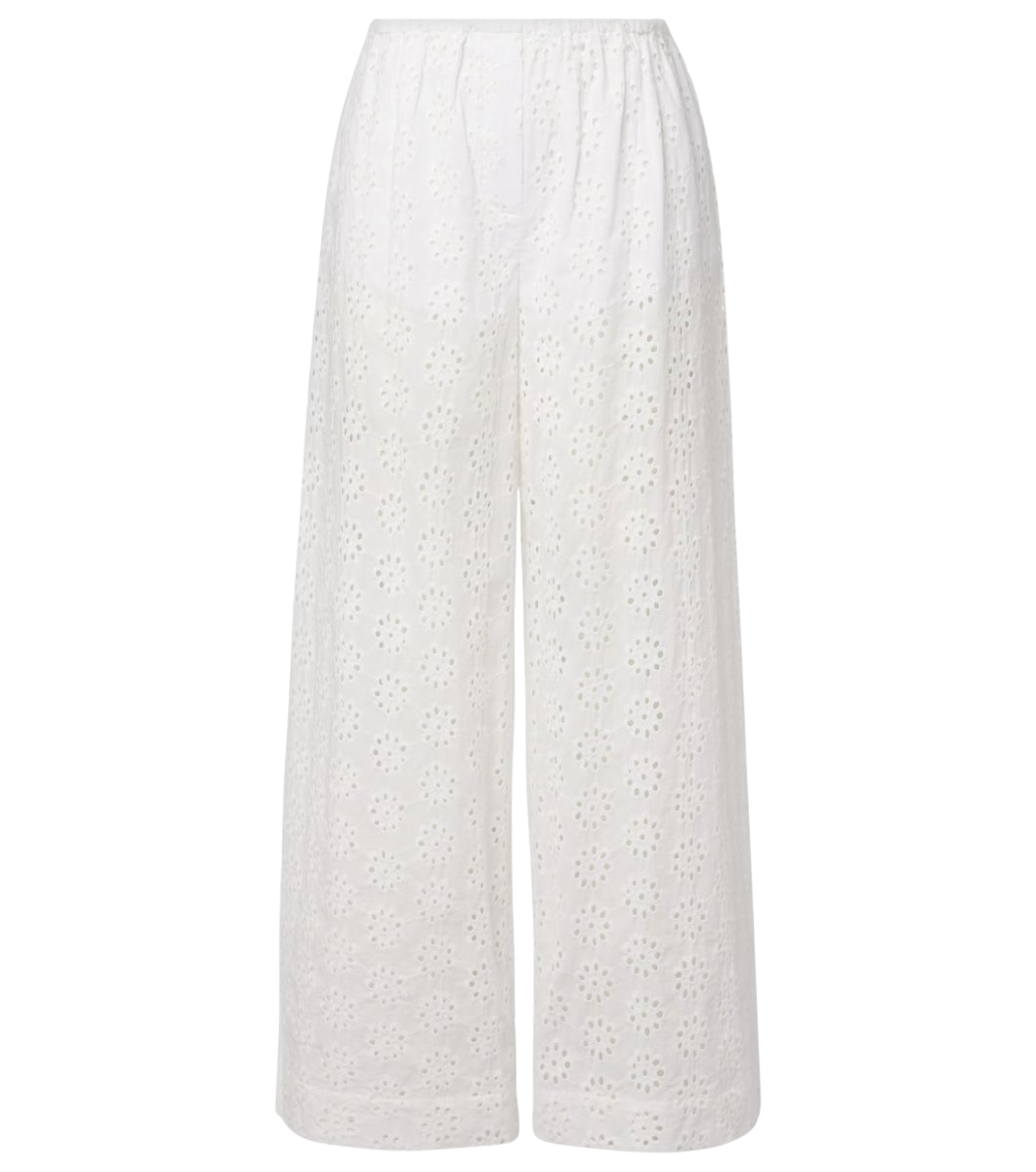 Staud Bonfire eyelet cotton wide-leg pants