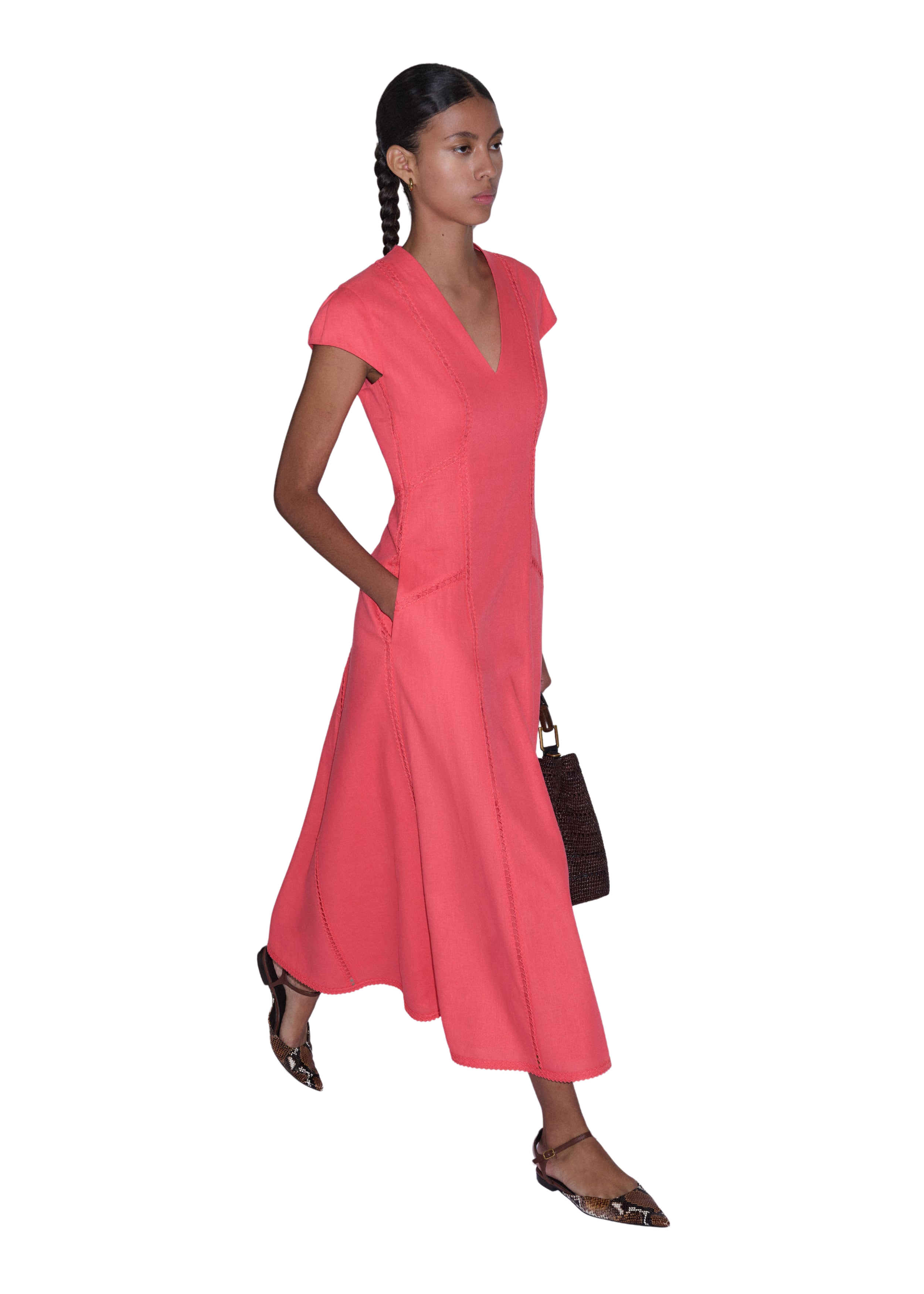 Embroidered Maxi Dress Crease-Less Linen