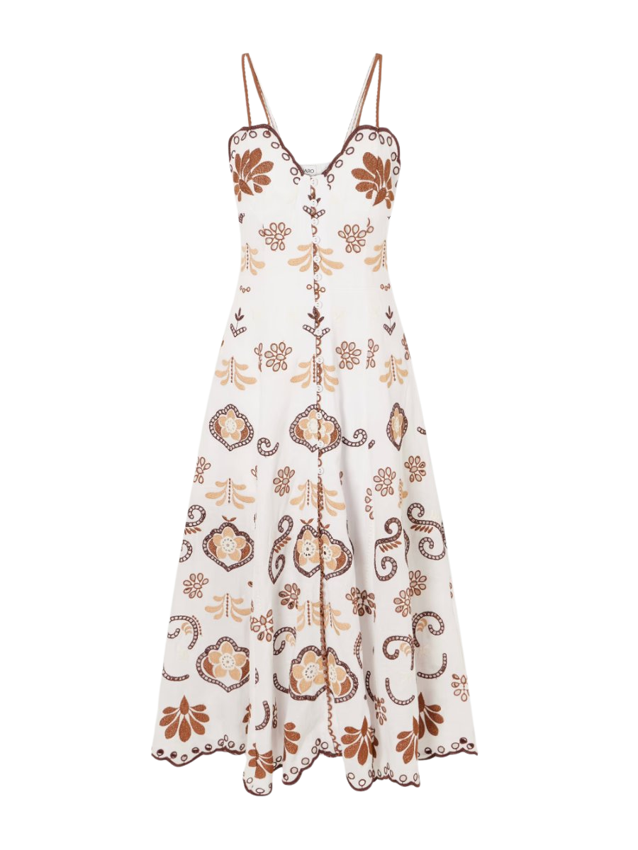 Lorina broderie anglaise cotton-blend midi dress