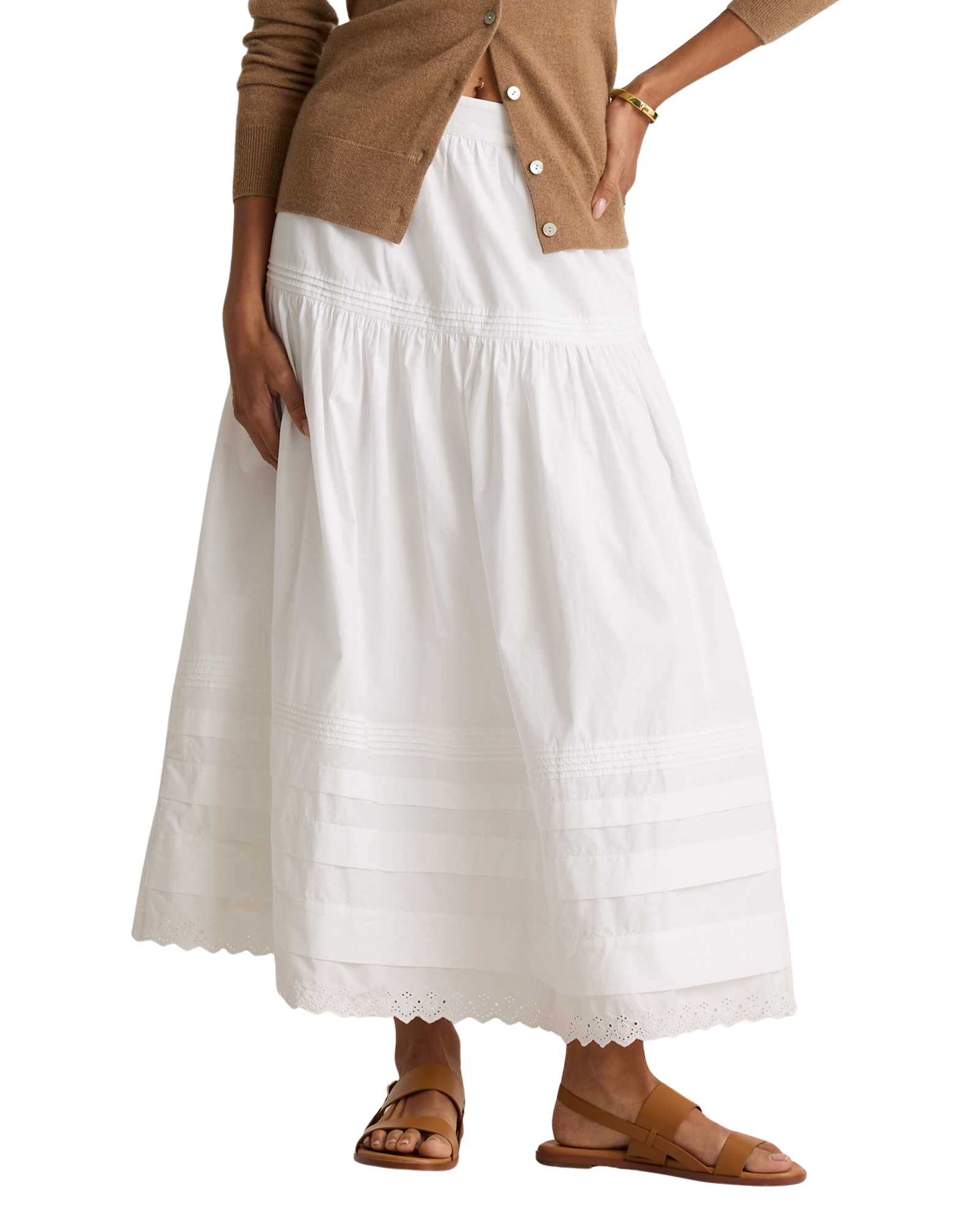 100% Organic Cotton Poplin Pintuck Maxi Skirt
