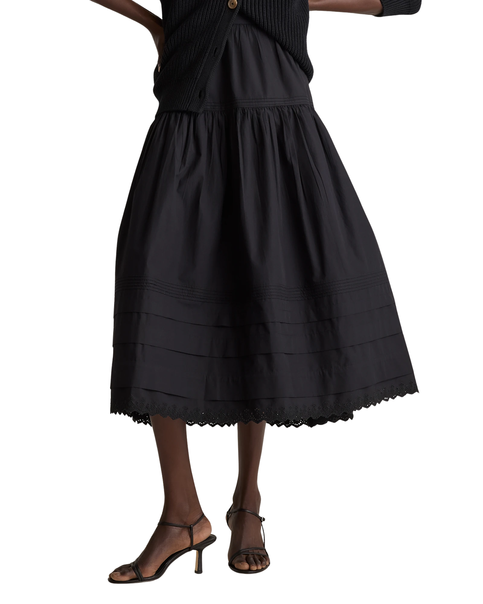 100% Organic Cotton Poplin Pintuck Maxi Skirt