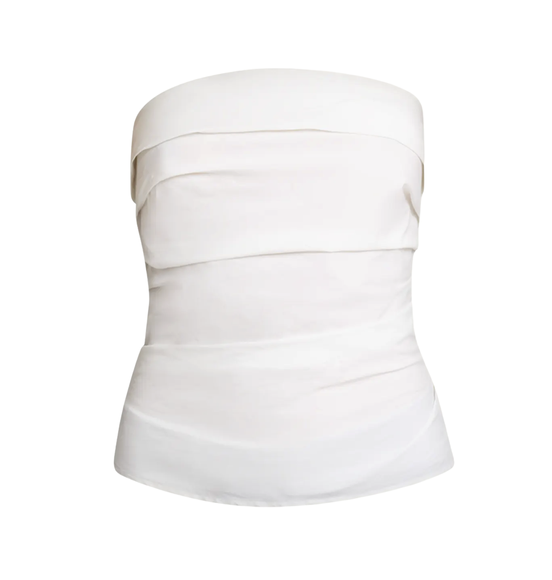 Maisy Strapless Ruched Top in Poplin