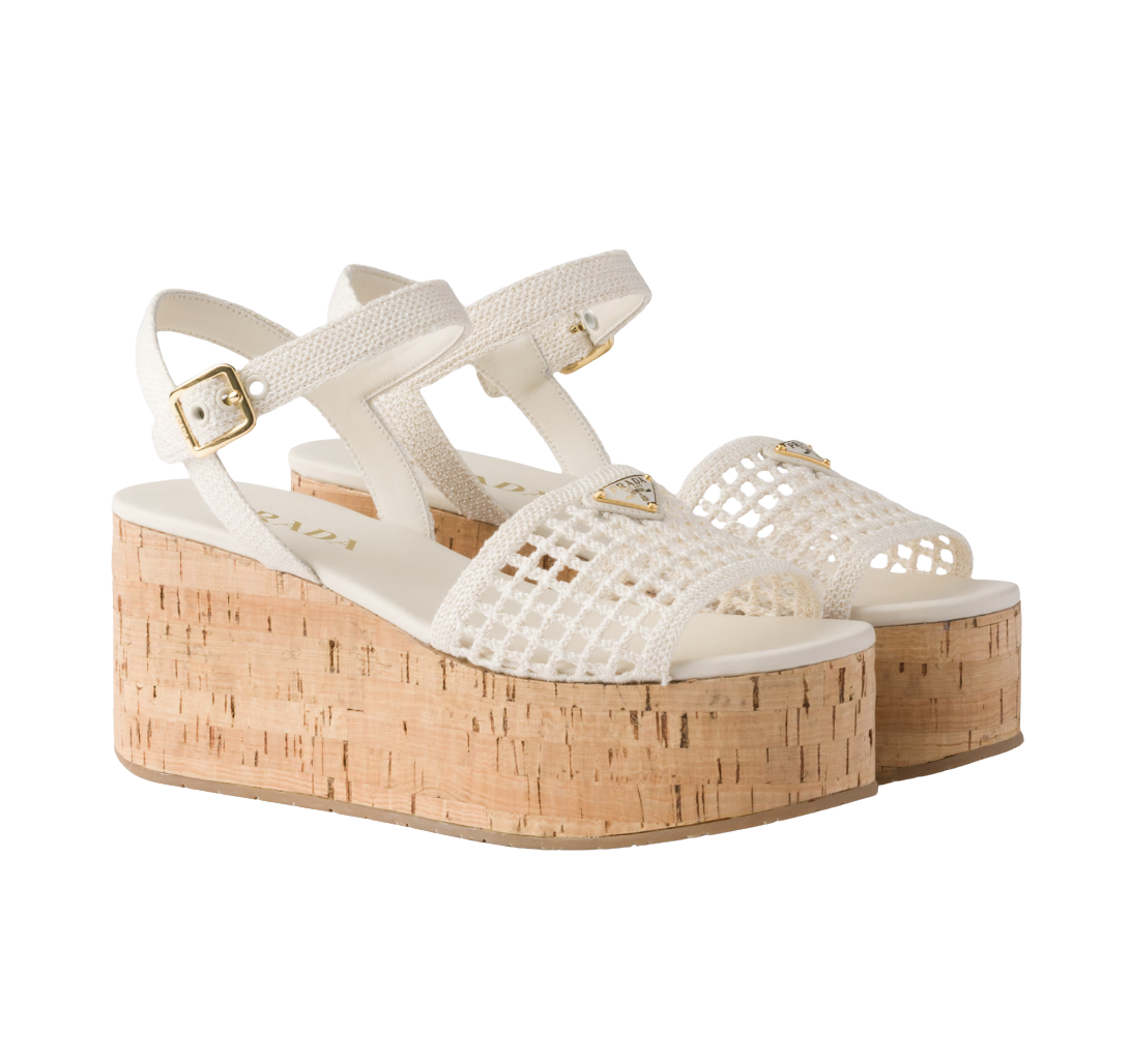 Crochet wedge platform sandals