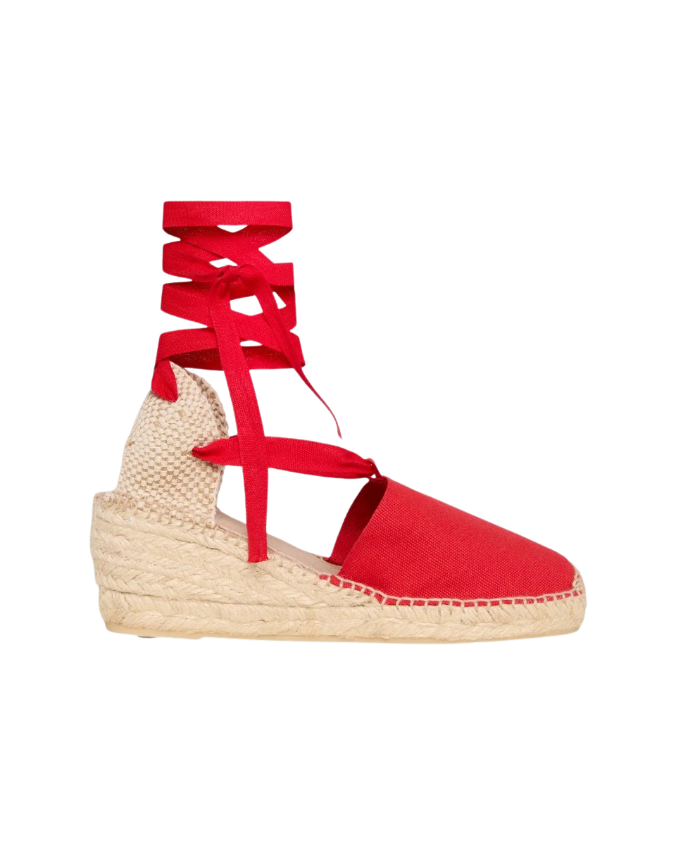 Pia High Espadrille in Red Canvas