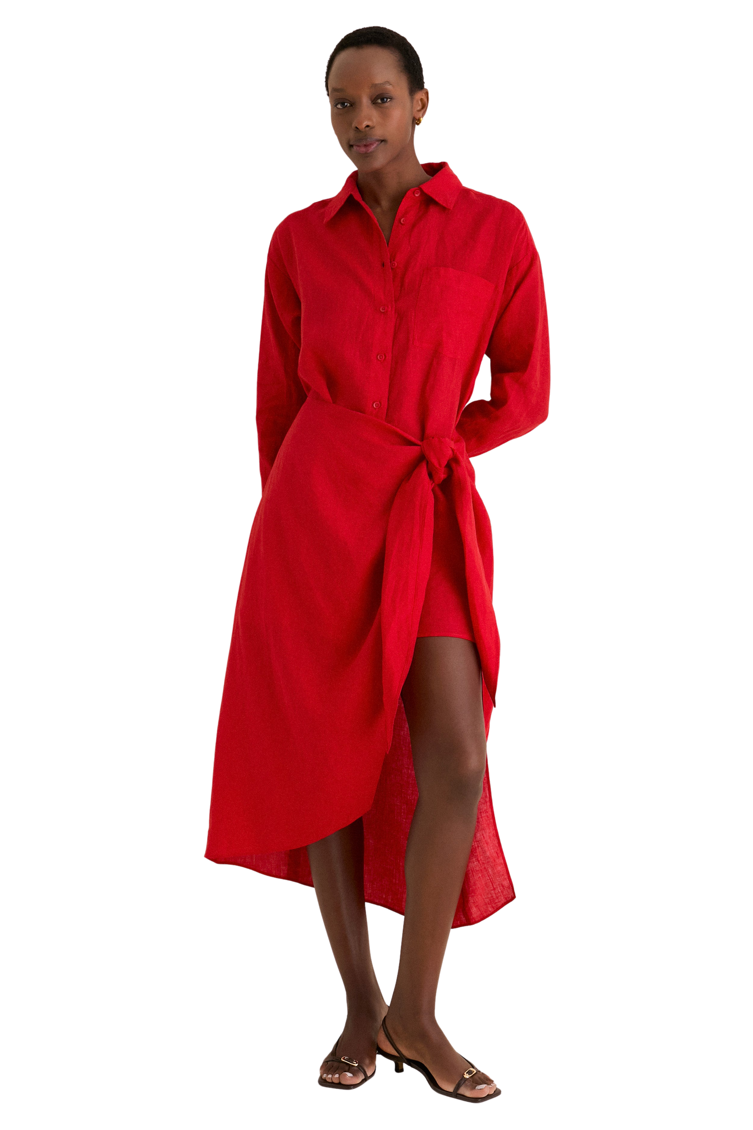 Racing Red Alessandra Sarong Shirt Dress