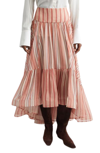 Rebellion Bohemian Stripe Tiered Maxi Skirt