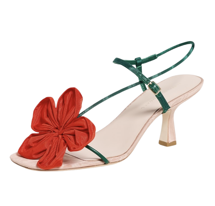 Frank Flower Applique Heeled Sandals