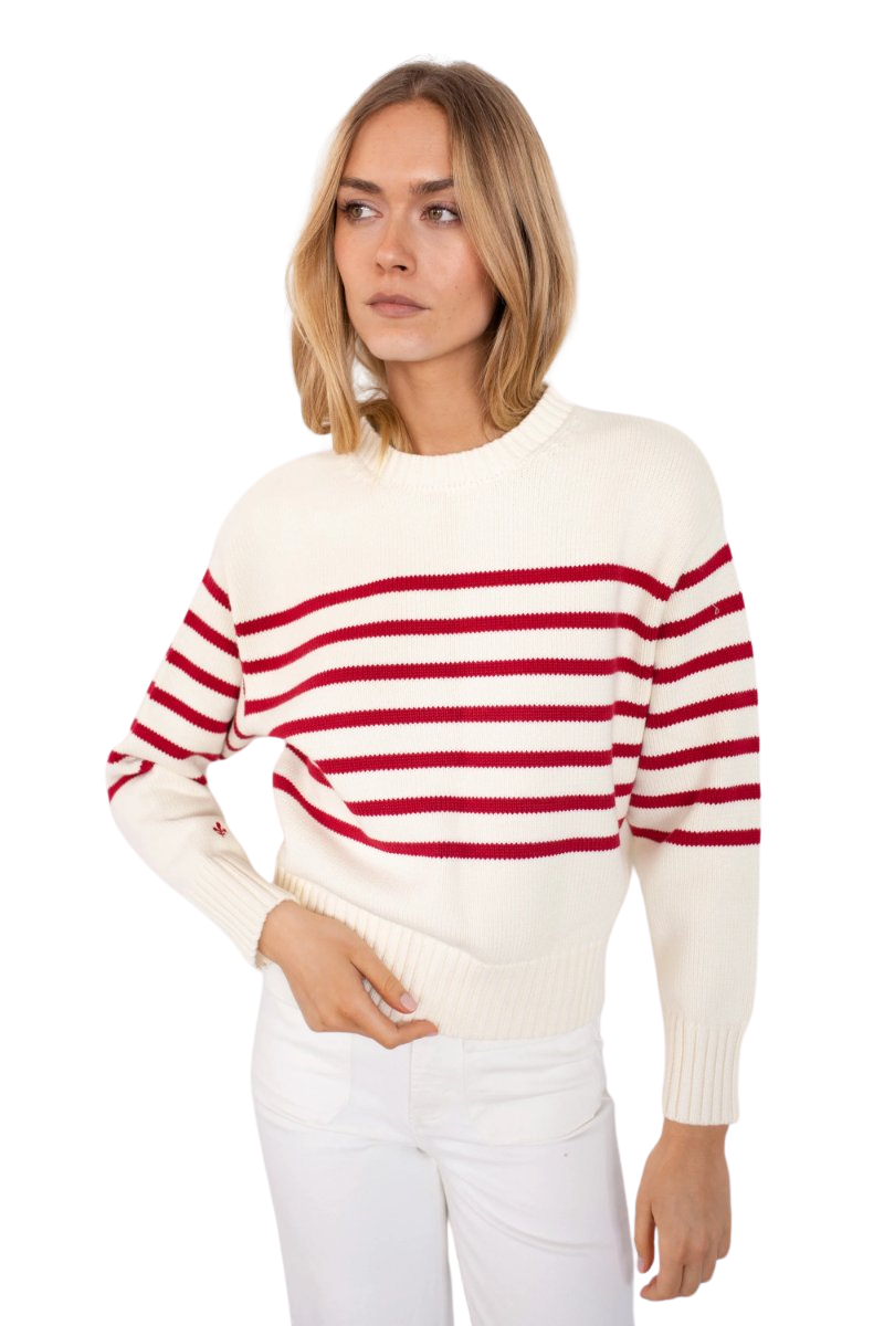 Lake Sweater - Ivory/Red Stripe