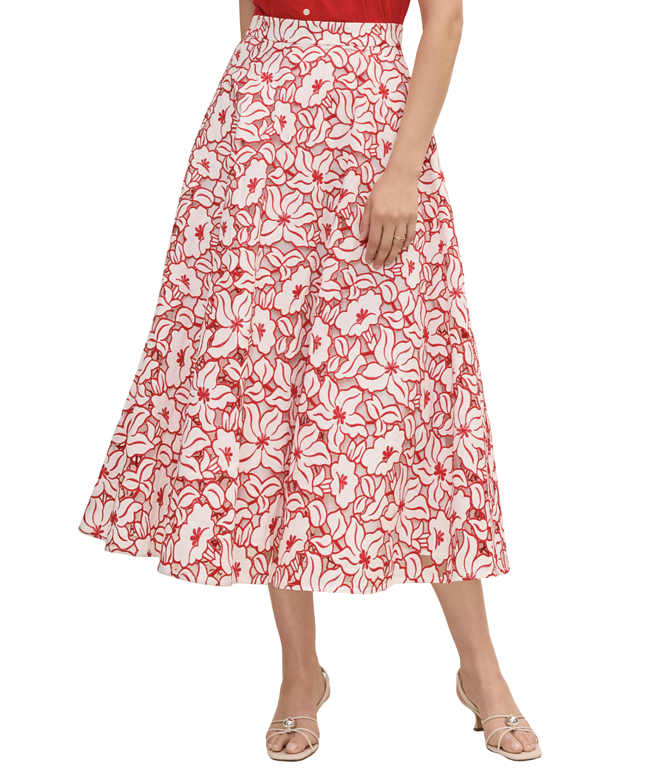 Eyelet Full Midi Skirt