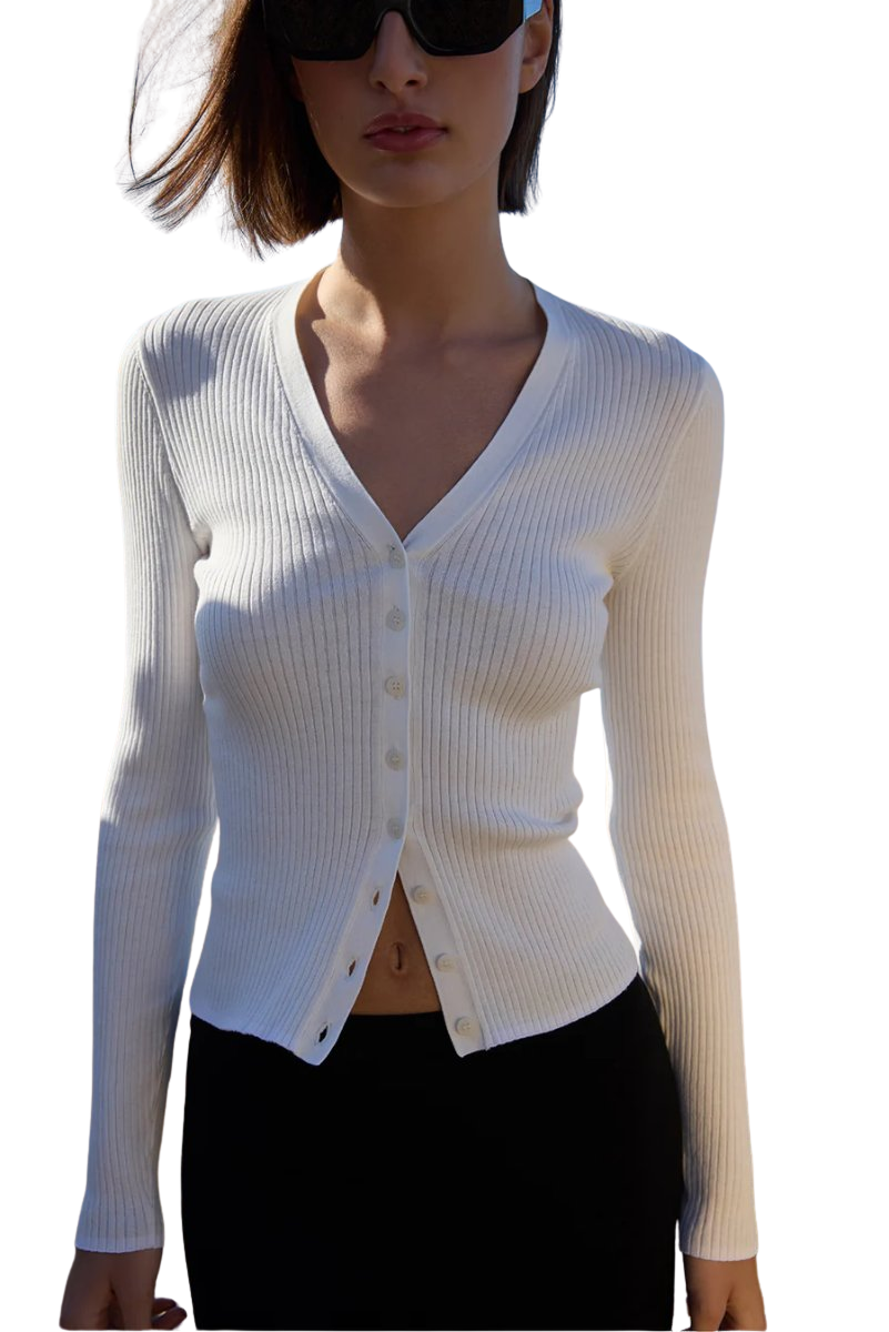 The Ribbed Favorite Cardi in Cream