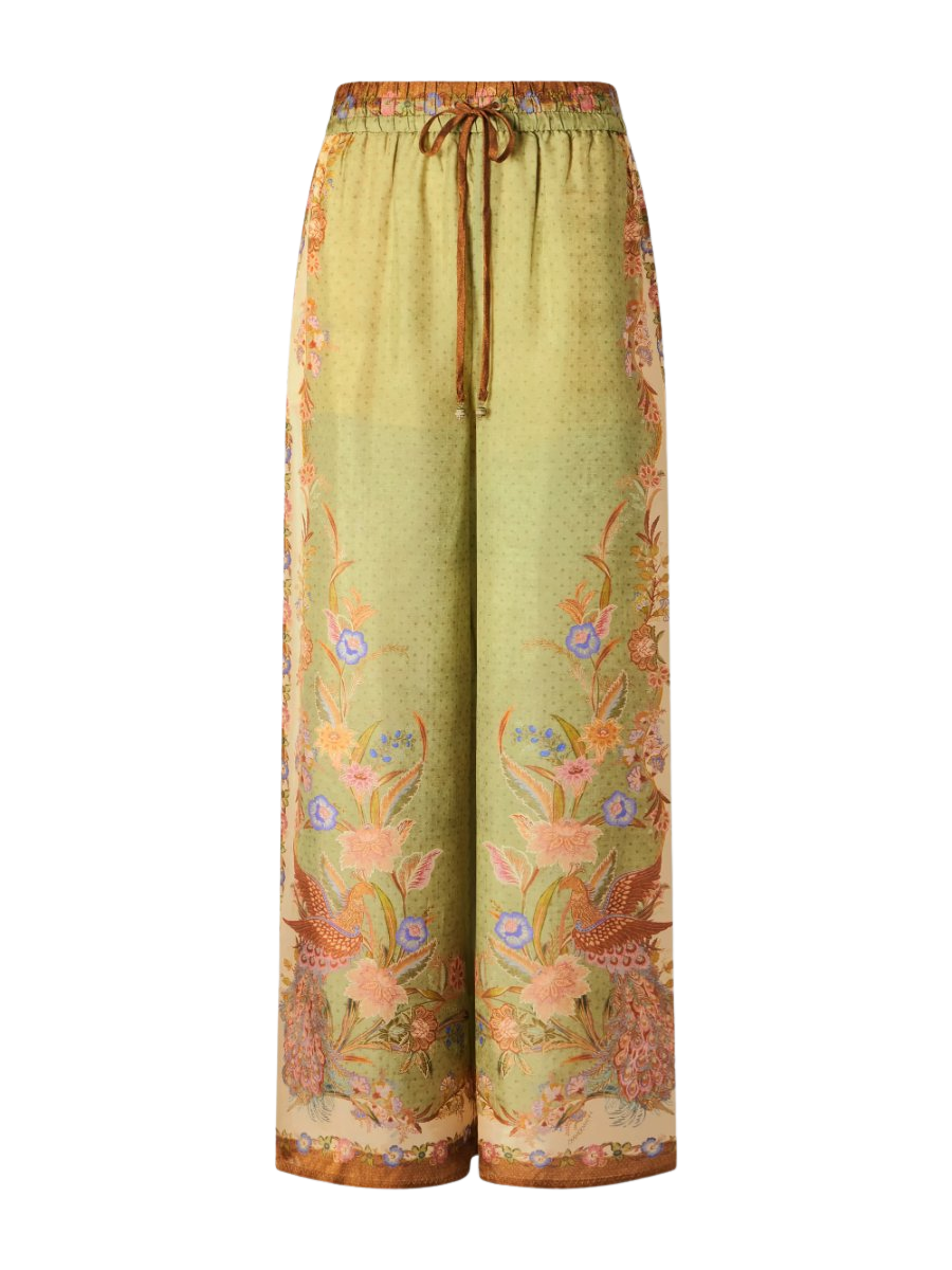 Indra printed silk wide-leg pants