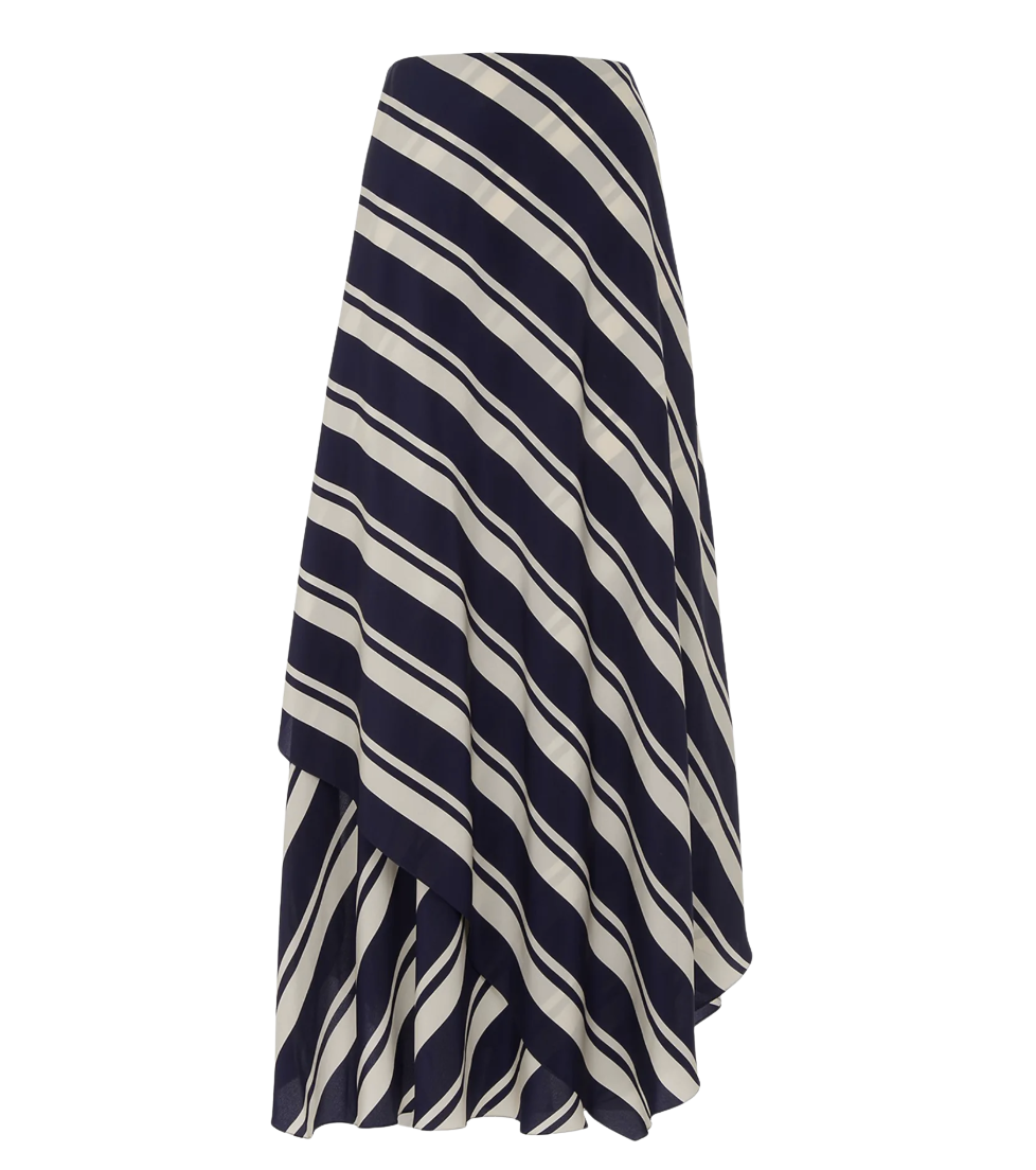 Ralph Lauren Collection Tilda Striped Crepe De Chine Maxi Skirt