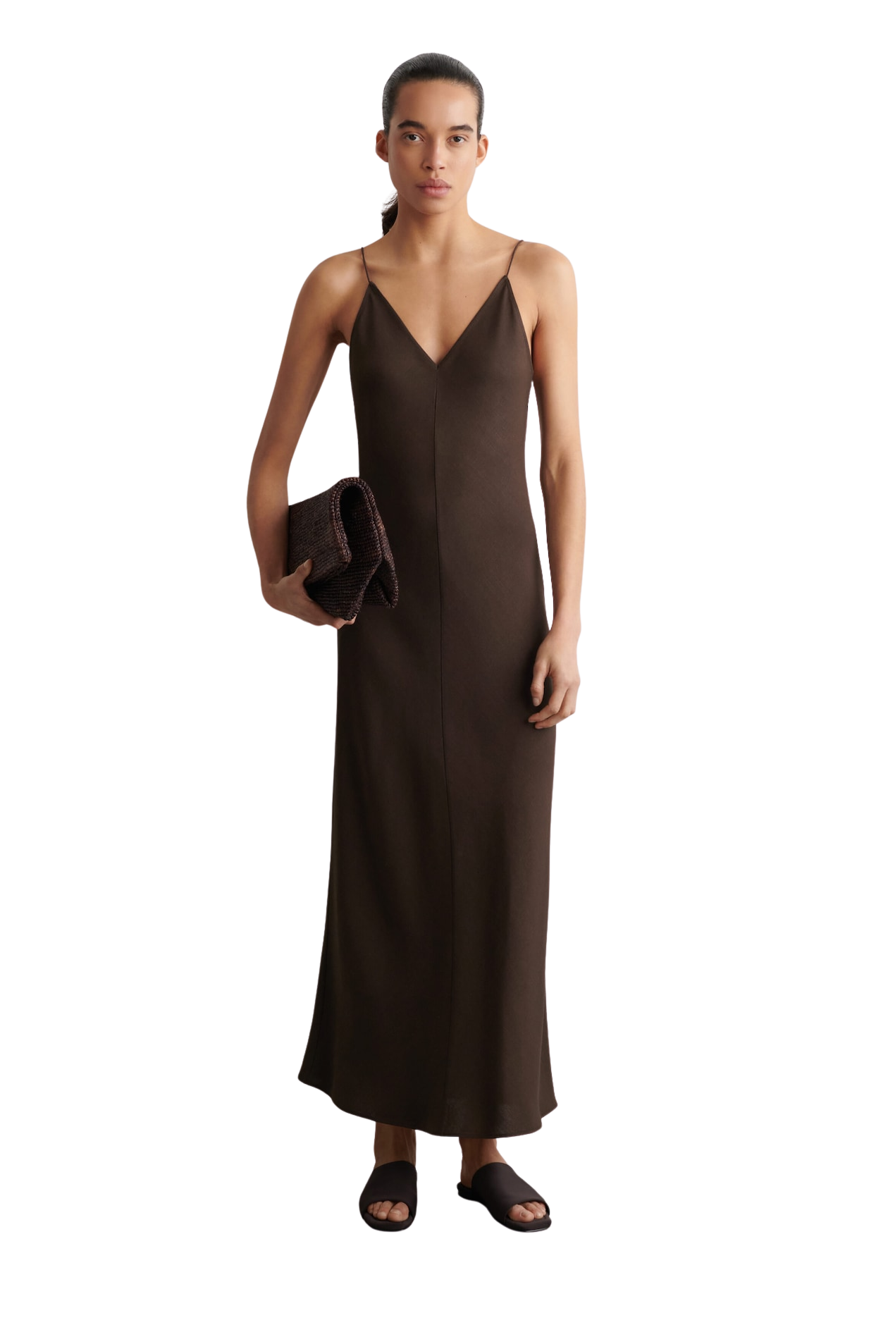 V-NECK MIDI CAMI DRESS