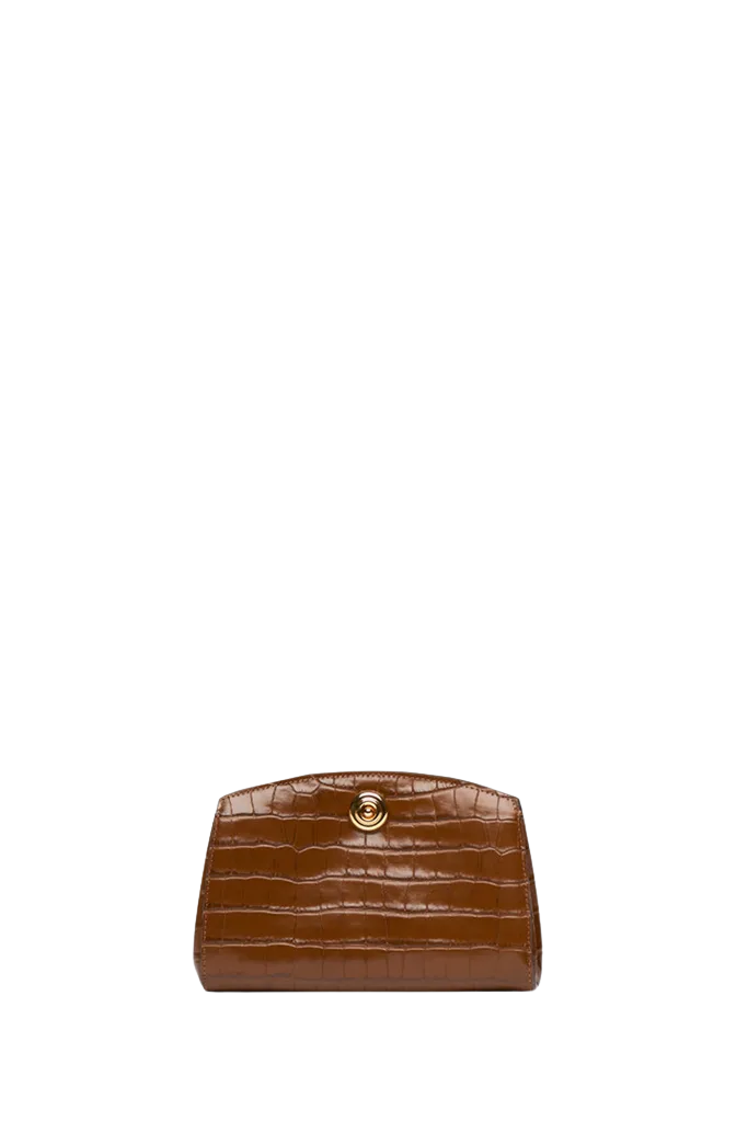 Pushlock Clutch Chestnut Croc