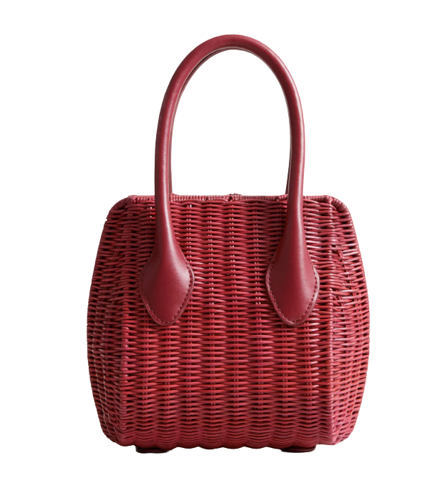 Cherry Wicker Wave Top Handle Bag