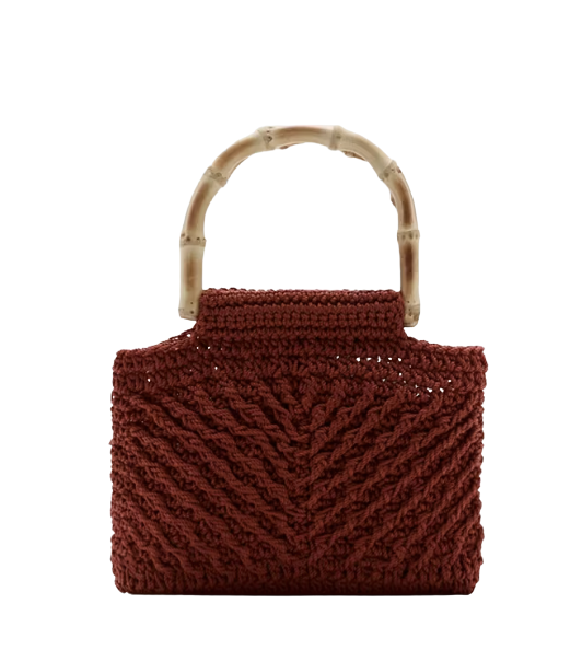 Handbag with bamboo handle