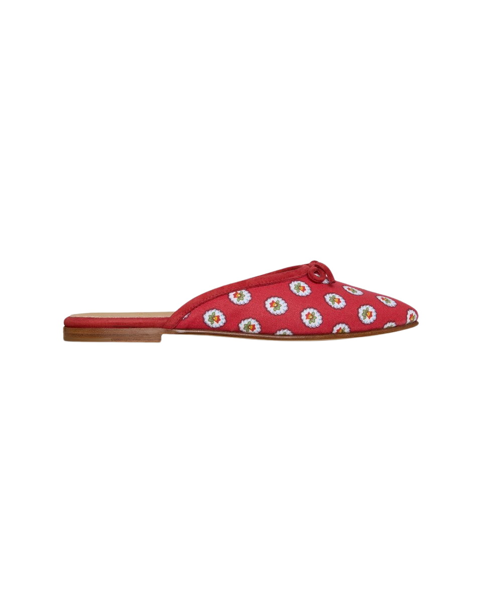 Joy Mule in Red Provençal Rustic Poplin