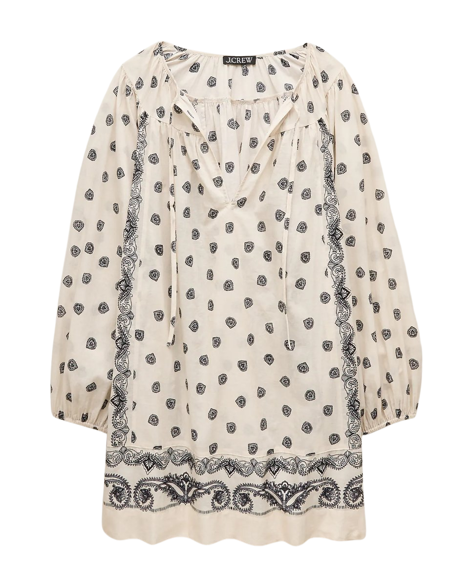 Cotton voile relaxed-fit tunic dress in bandana print