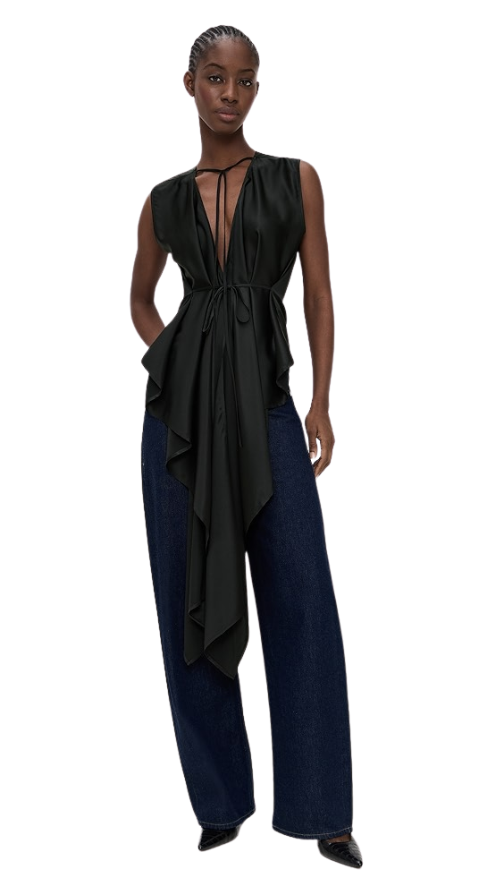 Scarf Drape Silk Top