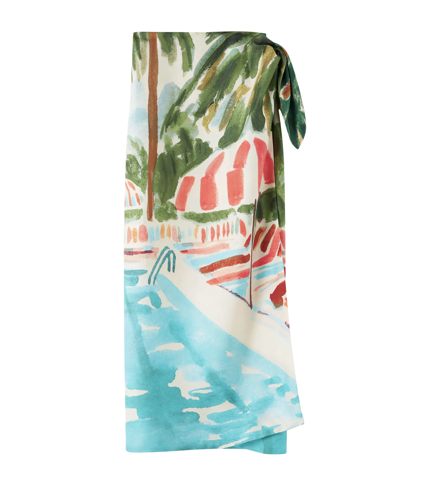 Loro Piana Corina Tropical Setting Silk Wrap Skirt