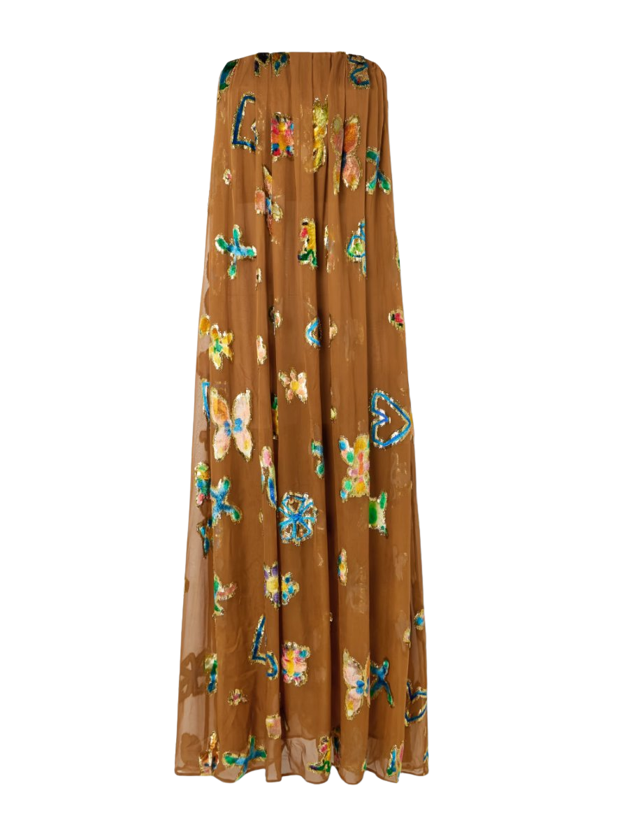 ALÉMAIS Velvet-trimmed gathered metallic silk-blend gown
