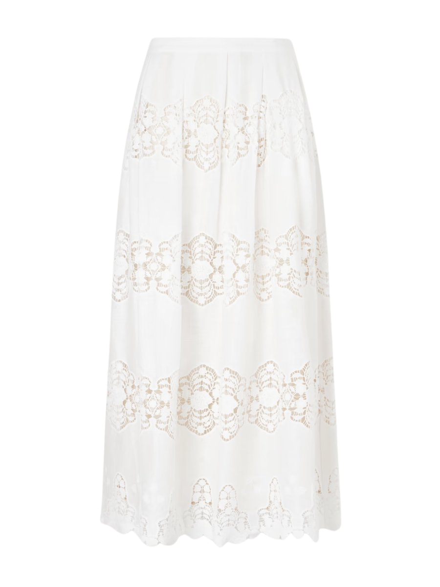 Carissa embroidered cotton and linen-blend midi skirt