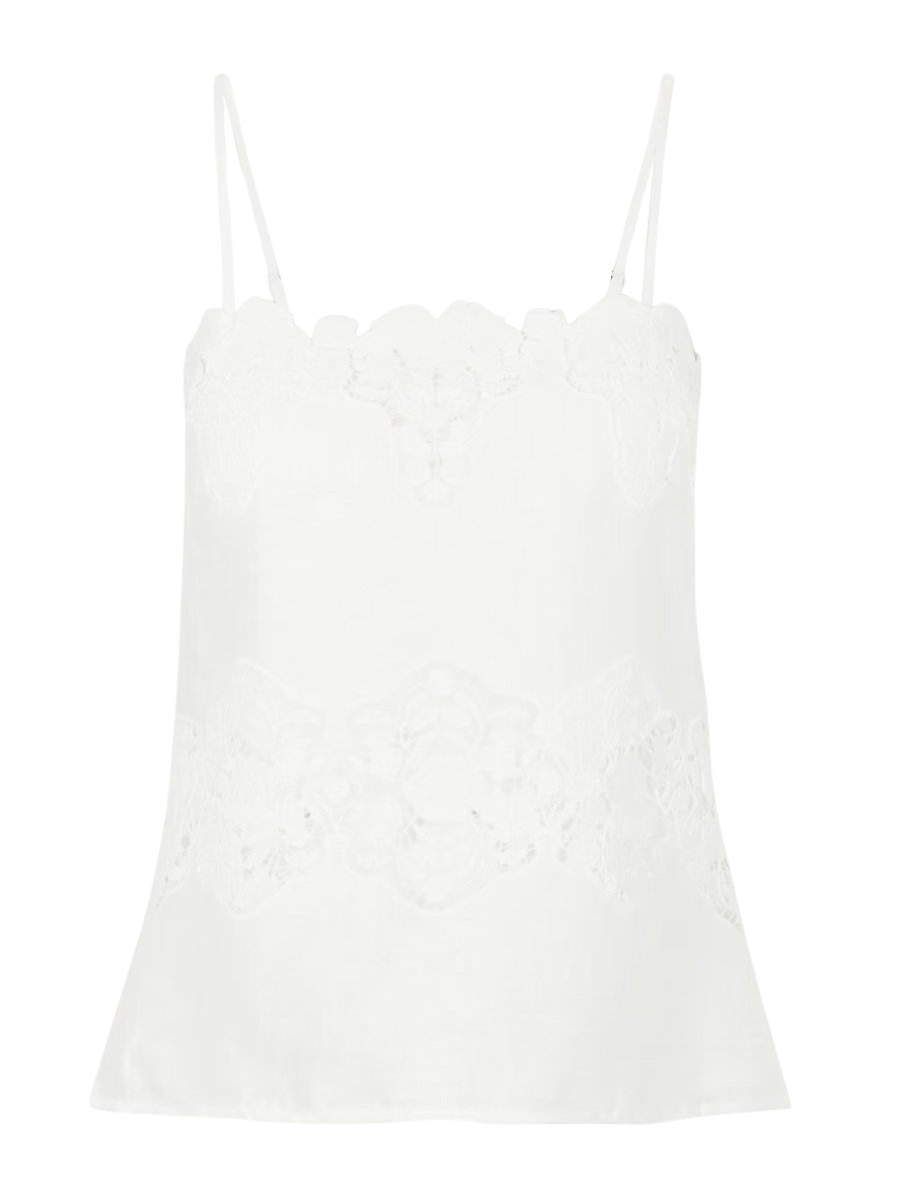 Olympia embroidered linen and cotton-blend camisole