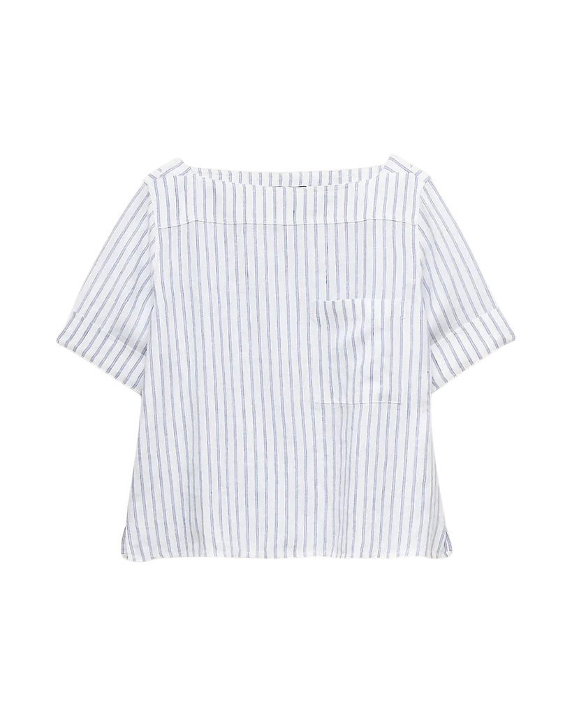Boatneck T-shirt in striped linen