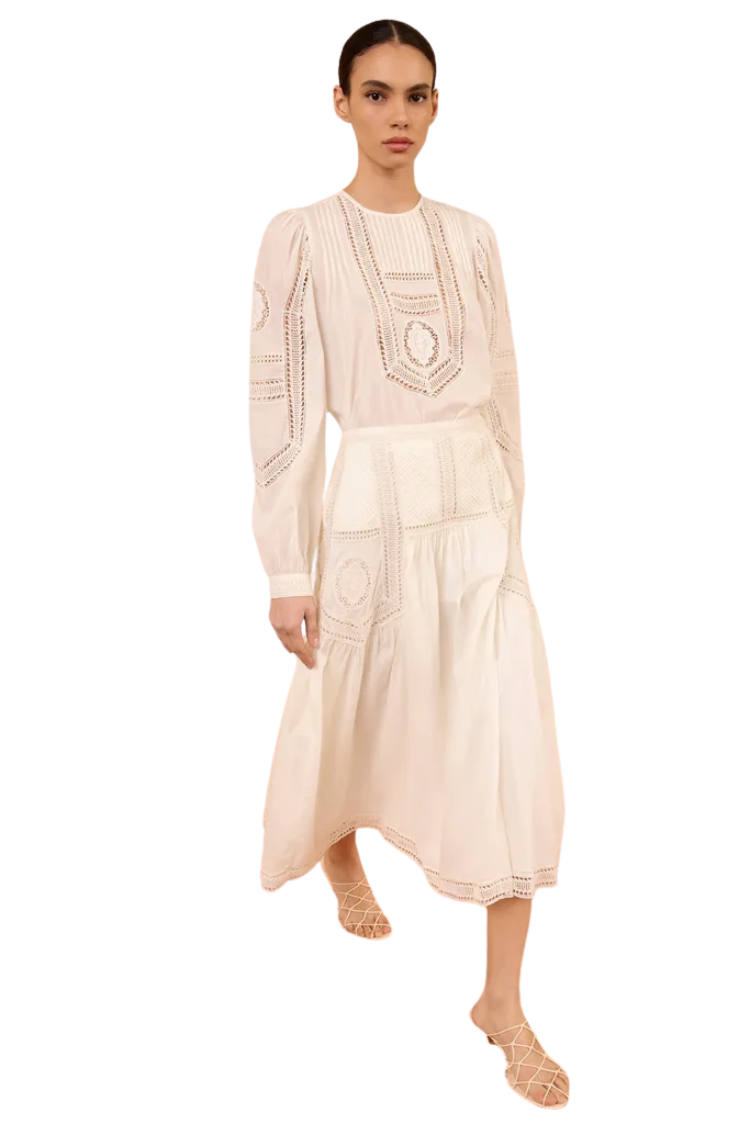 Alice Cotton Midi Skirt - Pristine