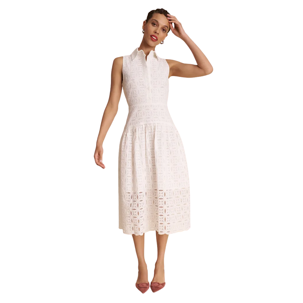 Theodora Aperitivo Dress - Circular Eyelet :: White