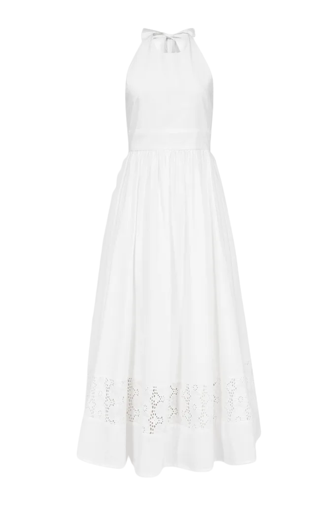 Long white dress with english embroidery